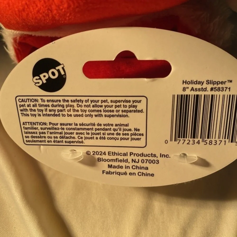 Santa Dog Slipper  Toy Holiday Pets By Spot Red/white‎ 6